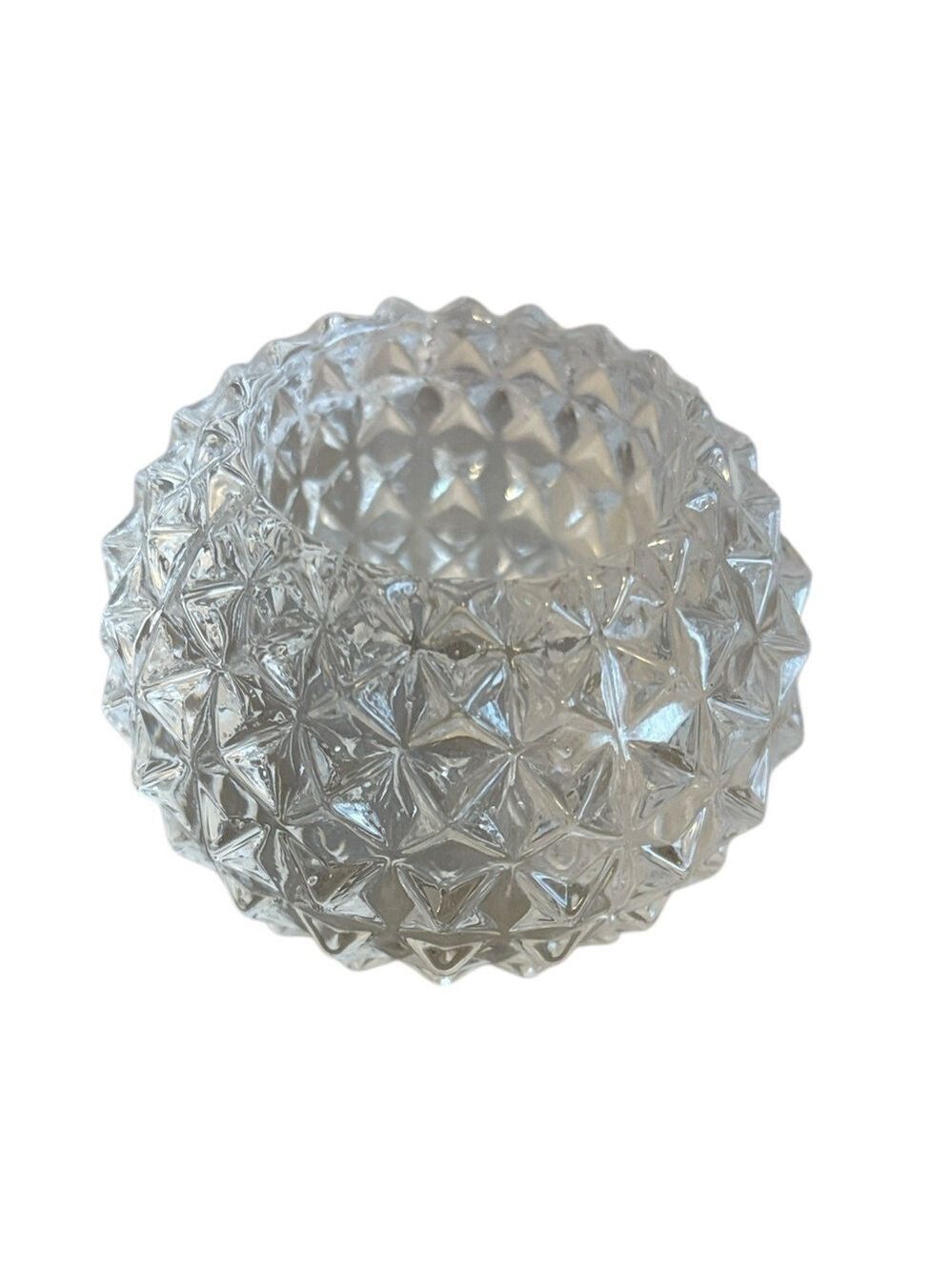 Partylite Rockport Round Votive Candle Holder Clear Glass Diamond Design 2.5”